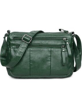 Women's Green Soft PU Leather Shoulder Bag Crossbody Purse Pocketbook